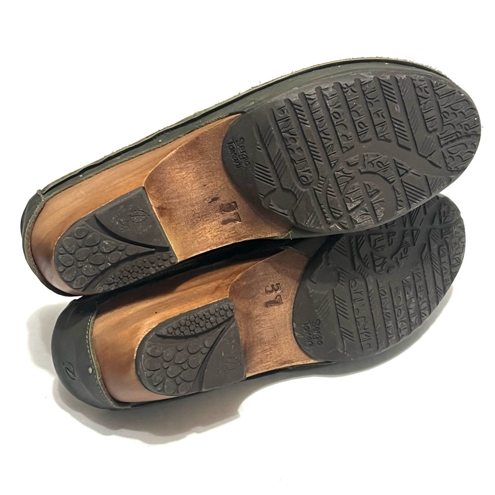 Sergio Tomani Leather Clogs Florida Verde Size 37(6.5) - Picture 5 of 14